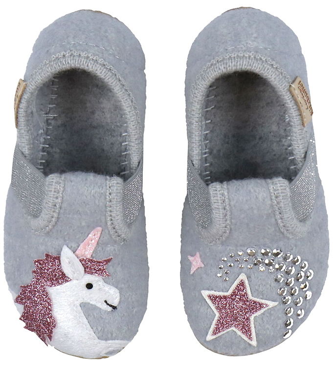 Living Kitzbühel Ballerina Hjemmesko - Uld - Grå Enhjørning